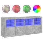 vidaXL Buffet avec lumières LED gris béton 163x37x67 cm