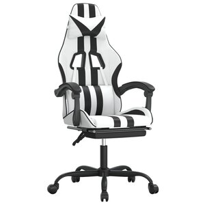 vidaXL Chaise de jeu avec repose-pied Blanc et noir Similicuir