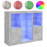 vidaXL Buffets avec lumières LED 3 Pièces gris béton bois d'ingénierie