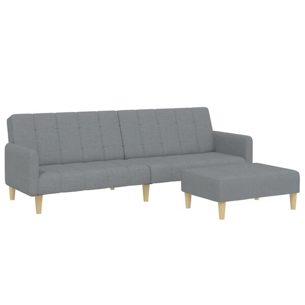 vidaXL Canapé-lit à 2 places avec repose-pied gris clair tissu