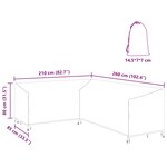 vidaXL Housse pour mobilier d'extérieur 260 x 210 x 80 cm