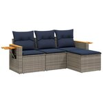 vidaXL Salon de jardin 4 Pièces avec coussins gris résine tressée