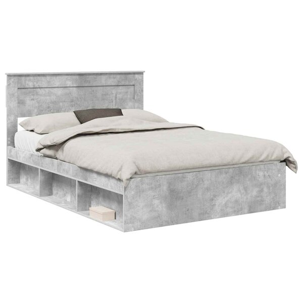 vidaXL Cadre de lit Béton 160 x 200 cm Bois de pin massif
