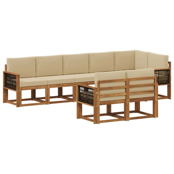 vidaXL Ensemble de canapés d'extérieur 8 pc Naturel et Beige Polyester