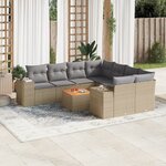 vidaXL Salon de jardin avec coussins 9 Pièces beige résine tressée