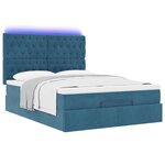 vidaXL Cadre de lit ottoman avec matelas bleu foncé 140x200 cm velours