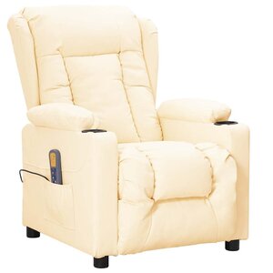 vidaXL Fauteuil de massage Crème Similicuir