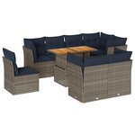 vidaXL Salon de jardin 9 Pièces avec coussins gris résine tressée