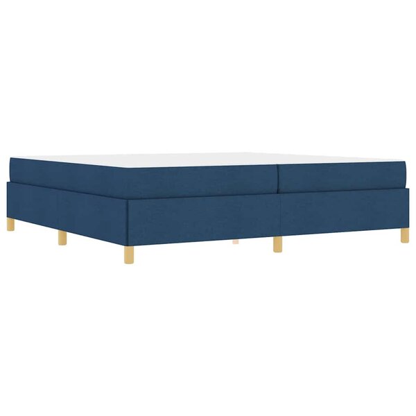 vidaXL Lit à ressorts Bleu et Bleu Foncé et Blanc 200 x 200 cm tissu