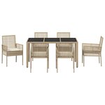 vidaXL Ensemble de salle à manger pour jardin 7 Pièces Beige Poly rotin