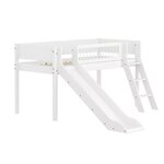 Flexa WHITE Lit mi-hauteur avec echelle inclinee et toboggan 90 x 200 cm Barriere a barreaux Blanc