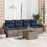 vidaXL Ensemble de canapé de jardin 5 Pièces Gris Poly rotin