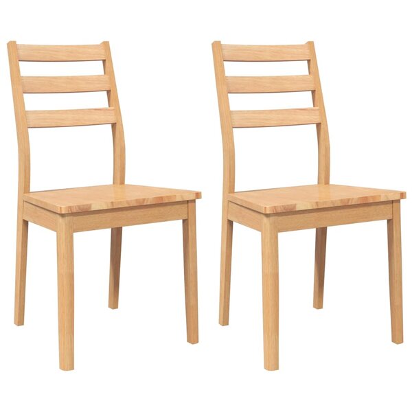 vidaXL Chaises à manger 2 Pièces bois massif naturel caoutchouc