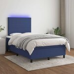 vidaXL Sommier à lattes de lit matelas et LED bleu 120x190 cm tissu