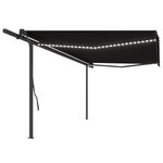 vidaXL Auvent manuel rétractable avec LED 5x3 5 m Anthracite