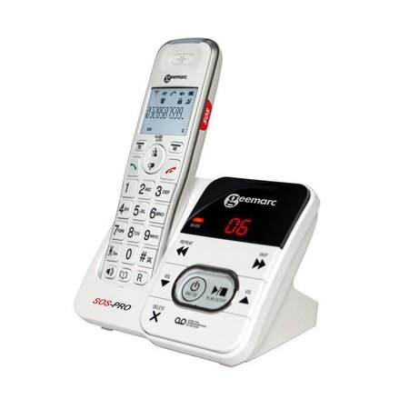 GEEMARC Téléphone sans fil grosses touches sénior AMPLIDECT 295 SOS-PRO -  Avec Médaillon DECT d'appel d'urgence - La Poste