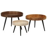 vidaXL Tables basses rondes 3 Pièces bois de manguier massif