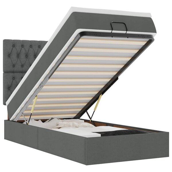 vidaXL Lit ottoman avec matelas gris foncé 90x200 cm tissu