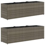 vidaXL Jardinières avec 3 pots 2 Pièces gris 105x30x32 cm résine tressée