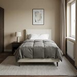 vidaXL Duvet d'hiver Matelassé Gris clair 155 x 220 cm Microfibre