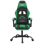 vidaXL Chaise de jeu avec repose-pied Noir et vert Similicuir