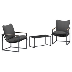 vidaXL Ensemble de canapé de jardin 3 pc Noir et anthracite Acier