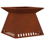 vidaXL Brasero Rouillé 60 x 60 x 50 cm Acier patiné