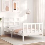 vidaXL Cadre de lit avec tête de lit blanc petit simple bois massif