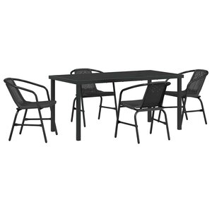 vidaXL Ensemble de salle à manger pour jardin 5 Pièces Noir Poly rotin