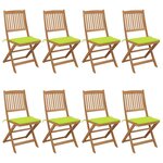 vidaXL Chaises pliables de jardin lot de 8 avec coussins Bois d'acacia