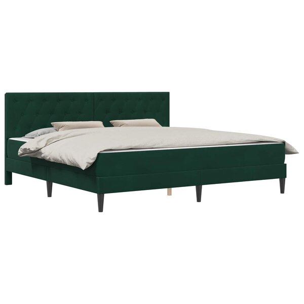 vidaXL Cadre de lit avec matelas Vert foncé 180 x 200 cm Velours