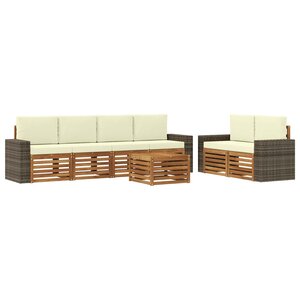vidaXL Ensemble de canapés d'extérieur 7 Pièces Naturel et Crème
