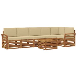 vidaXL Ensemble de canapé d'angle avec coussin 7 Pièces Naturel et Beige