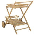 vidaXL Chariot de service avec roues Naturel 79 x 67 5 x 84 cm Bambou