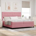 vidaXL Lit à ressort LED avec matelas Rose 200 x 200 cm Velours