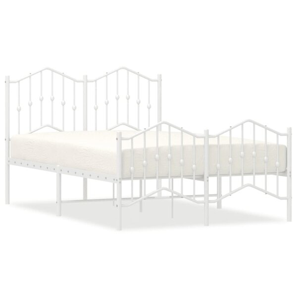 vidaXL Cadre de lit métal sans matelas et pied de lit blanc 120x200 cm