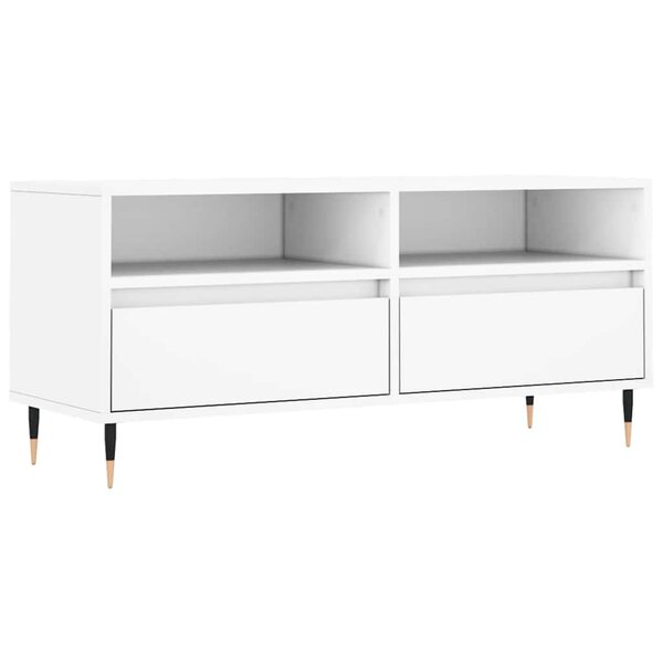 vidaXL Meuble TV blanc 100x34 5x44 5 cm bois d'ingénierie