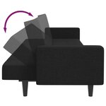 vidaXL Canapé-lit à 2 places avec repose-pied noir tissu