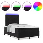 Lit Box Spring vidaXL avec Matelas & LED Noir 120x190 cm Velours