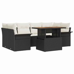 vidaXL Ensemble de canapé de jardin 7 Pièces Noir Poly rotin