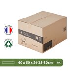 Pack and Move - Lot de 50 Cartons Déménagement à Hauteur Modulable - 50 x 40 x 20-30 cm - Poignées Renforcées - 2 Adhésifs Offerts