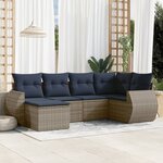 vidaXL Salon de jardin 6 Pièces avec coussins gris résine tressée
