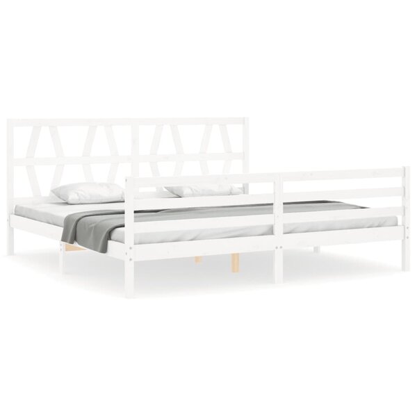 vidaXL Cadre de lit sans matelas blanc 200x200 cm bois massif