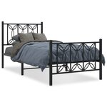 vidaXL Cadre de lit métal sans matelas avec pied de lit noir 90x200 cm