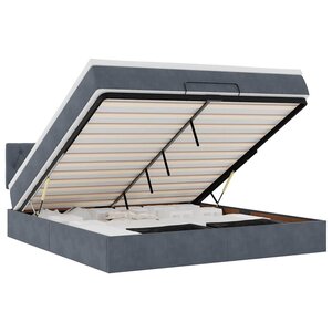 VidaXL Cadre de lit ottoman avec matelas gris foncé 180x200 cm velours