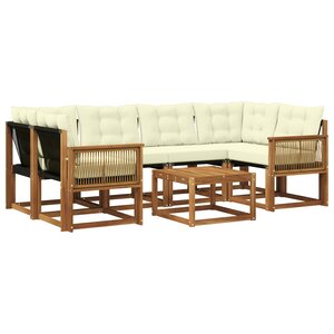 vidaXL Ensemble de canapés d'extérieur 7 pc Naturel et Crème
