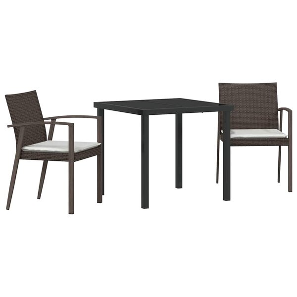 vidaXL Ensemble de salle à manger pour jardin 3 Pièces Marron et Noir