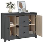 vidaXL Buffet Gris 100x35x74 cm Bois massif de pin