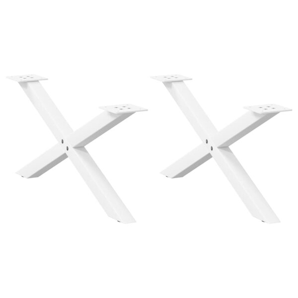 vidaXL Pieds de table basse en forme de X  2 pièces  blanc  70 x (30-31) cm  acier