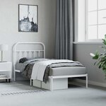 vidaXL Cadre de lit métal sans matelas avec tête de lit blanc 90x200cm